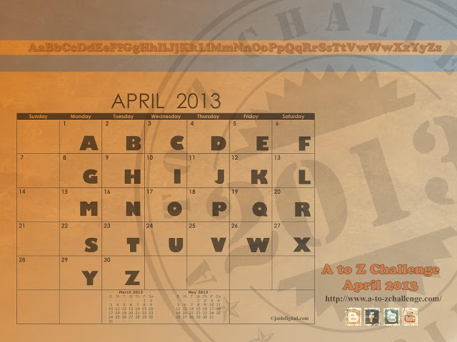 A to Z challenge calender