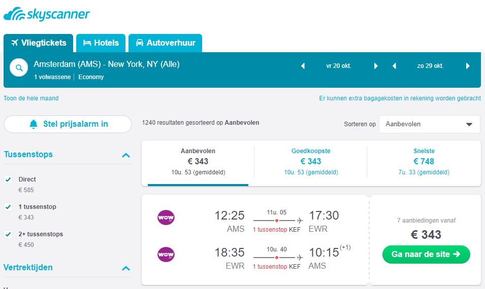 Goedkope vliegtickets voor de herfstvakantie - New York